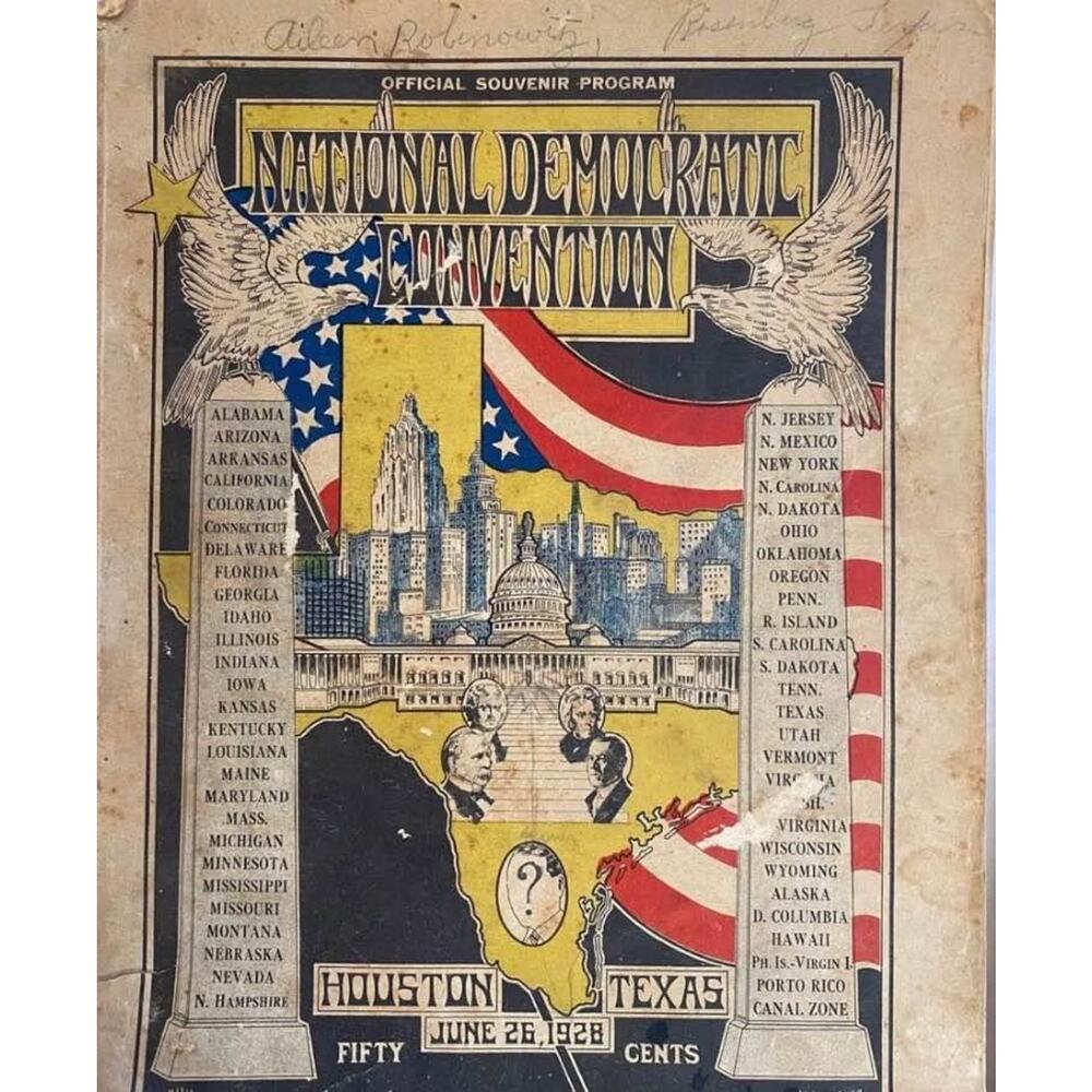 1928 National Democratic Convention Official Souvenir Program Houston Texas